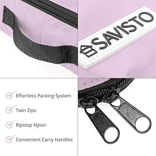 Savisto Packing Cubes - Small, Medium, Large, XL (6-Piece Set) - 7 Colours (1x XL / 2x L / 2x M / 1x S, Pastel Lavender) — view 3