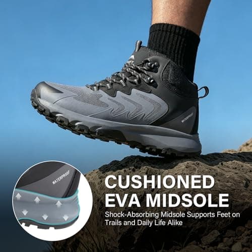 OUTJET Men's Waterproof Hiking Boots Lightweight Comfortable Breathable Outdoor Walking Trekking Boots — view 6