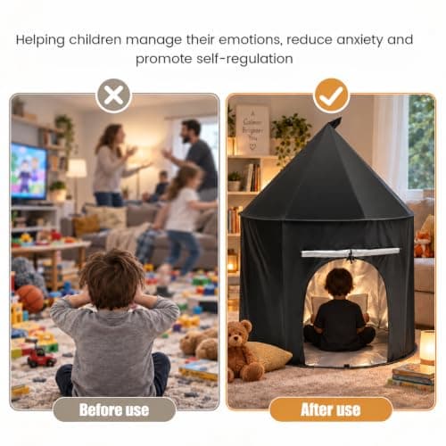 Sensory Tents for Autism Kids, Pop Up Sensory Blackout Tent for Kids, 100x100cm Dark Den Foldable Calm Down Corner Blackout Tent for to Read Play and Relax with Carry Bag — view 5