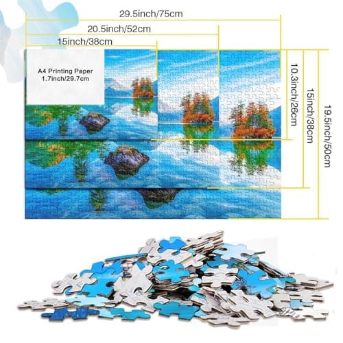 Mountain Cabin Scene 1000 Piece Jigsaw Puzzle Sustainable Paper for Family Kids Educational Brain Training Autumn Cabin Stream Deer Mental Stimulation Eco-Friendly Travel Game 52x38cm — view 5