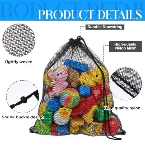 4 Pcs Mesh Backpack Drawstring Black, 11.8 x 15.75 Inch Portable Nylon Storage Bags, Strong, Lightweight, Breathable Mesh Bag for Swimming, Sports, Gym, Beach, Laundry, Outdoor activities (Black) — view 3