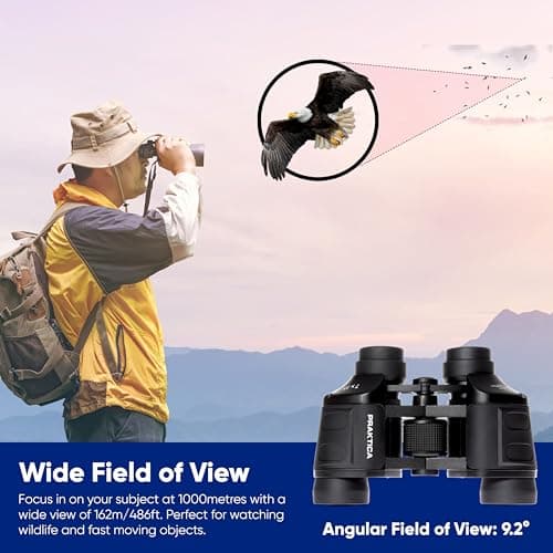 Praktica Falcon 7x35mm Porro Prism Field Black Binoculars - Compact, Fully Coated Lenses, Sturdy Construction, Aluminium Chassis, Sharp Clear Image, Bird Watching, Sailing, Hiking, Sightseeing — view 6