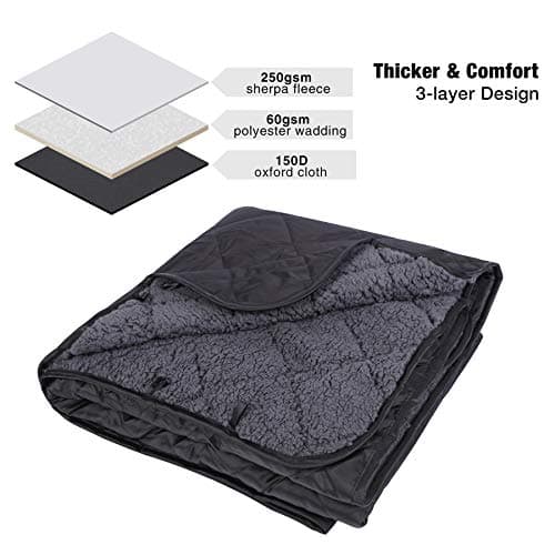 REDCAMP Waterproof Camping Blanket with Sherpa Lining, 200x150cm,Black — view 4