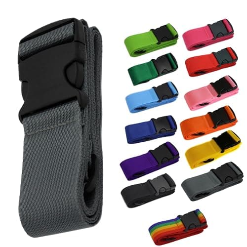 Luggage Baggage Strap Strong Extra Safety Adjustable Travel Tie Belt 13 Colours (Colour 12 Grey)