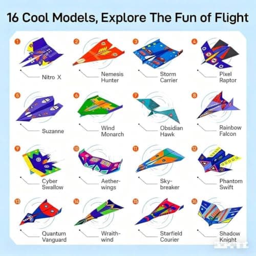 Paper Planes Activity Set for Children Boys Girls Includes Book Guide and 48 Sheets Multicolored Paper Creative DIY Toy for Rainy Day Crafts(48pc) — view 3