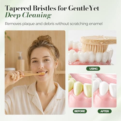 Oralphi Bamboo Toothbrushes 12 Pack, Soft Bristle Toothbrush for Adults Sensitive Gums, BPA Free Non Plastic Natural Toothbrush Travel Kit, Eco Friendly Wooden Toothbrush — view 4