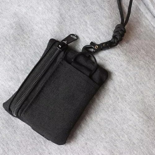 Multi Functional Hanging Neck Coin Purse, Mini Wallet Card Holder Zipper Pouch Headphone Bag with Lanyard(Khaki) — view 4