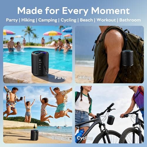 DUDGSIS Portable Bluetooth Speaker, Wireless Speakers With Led Light, Louder Volume & Enhanced Bass, IPX7 Waterproof, 15H Playtime, Durable Loud Outdoor Speaker for Travel, Sport — view 5