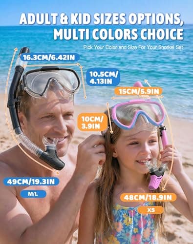 Lealinga Snorkel Set Adult Kid Panoramic View Snorkel Mask with Travel Bag — view 3
