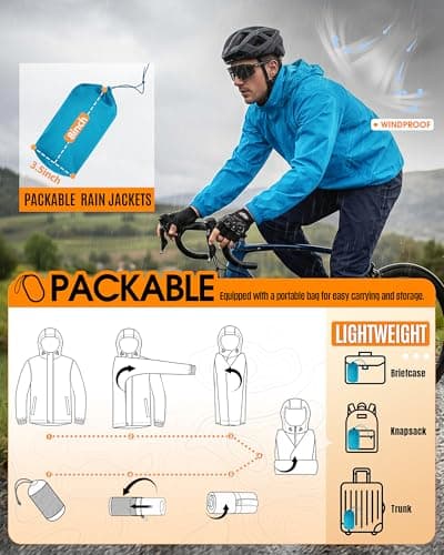 Outdoor Ventures Men's Waterproof Jackets Lightweight Windproof Raincoat — view 6