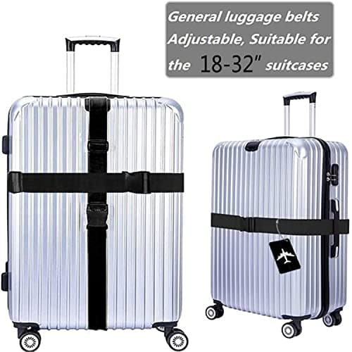 2 Pack Luggage Straps Set Adjustable Suitcase Belts Luggage Tags Travel Suitcase Tags With Name ID Card for Luggage Suitcase Travel Accessories (red) — view 3
