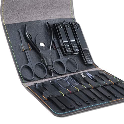 Leipple Manicure Set Professional Nail Clipper Set 16 Pcs, Black
