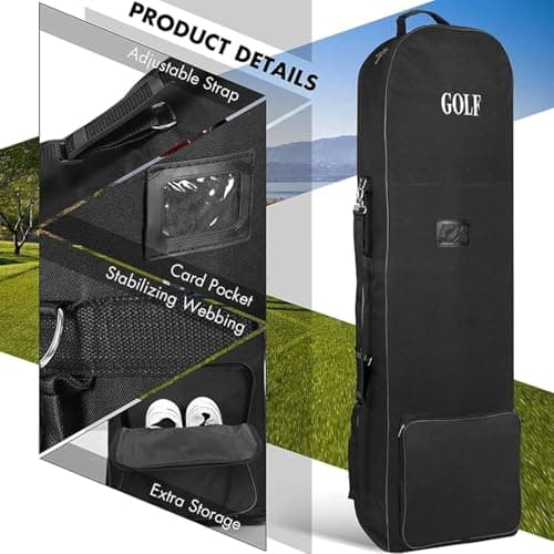 BREEZENEST Golf Travel Bag with Padded Cover & Included Bag 130cm Nylon Flight Case for Airline Travel & Holiday Transport Black Golf Travel and Flight Bags for Club Protection — view 3