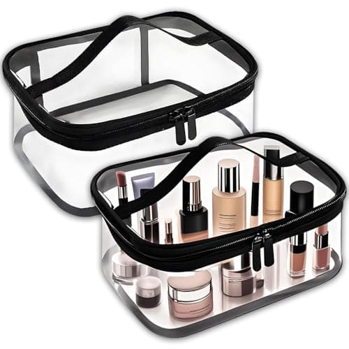 Clear Toiletry Bag, 2PCS Clear Make up Bag, Transparent Cosmetic Bags