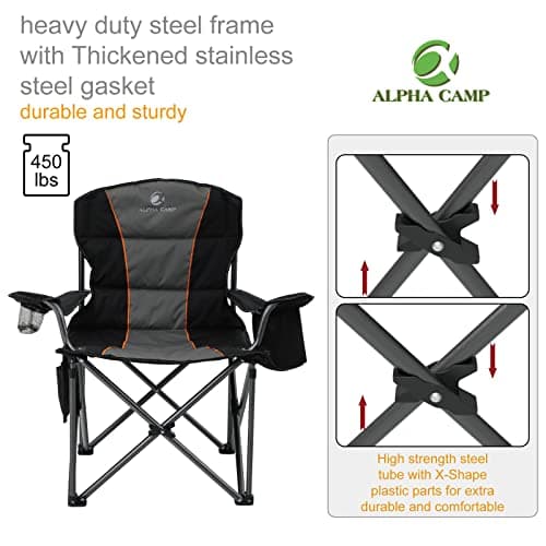 ALPHA CAMP Oversized Camping Folding Chair Heavy Duty Camping Chair — view 5