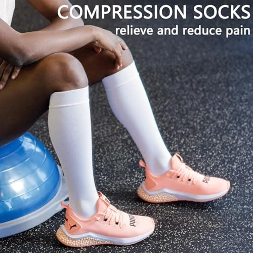 3 Pairs Compression Socks for Women Men, Calf Support Pressure Stockings, 15-20 mmHg Sports Sock for Flying Travel Yoga Nurses Running — view 6