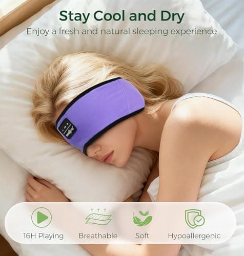 MUSICOZY Sleep Headphones Cooling Headband Headphones Bamboo Cotton — view 4