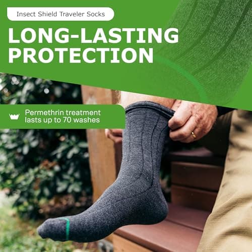 Insect Shield Traveler Socks With Permethrin Bug Repellant - Protective Clothing for Men & Women, Charcoal, Large (Pack of 2) — view 6