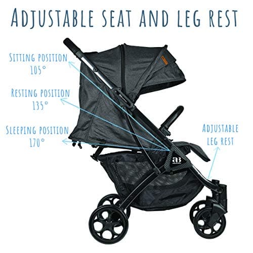 Amonev Lightweight Stroller, Premium Compact Travel Stroller. Fully Reclining Seat Suitable for Toddlers and Children (Dark Grey), 1 Count (Pack of 1) — view 2
