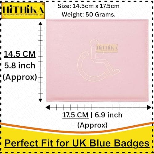 Soft Leather Disabled Badge Holder Wallet Disability Parking Badge Cover Holder by Hithika Disabled Blue Badge Display Holder (Baby Pink) — view 2