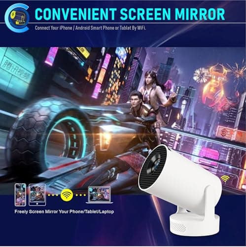 Mini Projector 4K Supported, HY300 Ultra Portable Projector with WiFi6 and Bluetooth 5.2, 5W Soundbase Speaker, Auto Vertical Keystone, 210° Rotatable for Home, Bedroom or Outdoor Use — view 4
