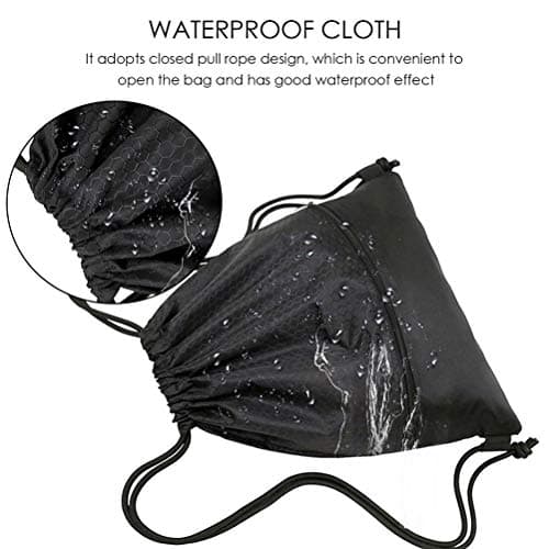 zhuochuan Sports Drawstring Bag, 42 x 50 cm Waterproof Foldable Drawstring Training Bag Unisex for Football Basketball Swimming Gym Beach Pool Camping – Black — view 3