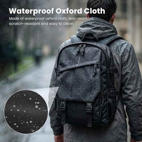 Ultra Lightweight School Bag for Men Women, Waterproof Oxford Cloth Casual Rucksack, Commuter Laptop Backpack Fits 15.6 Inch Notebook, Large Capacity 20L Minimalist College Work Daypack (Black) — view 4