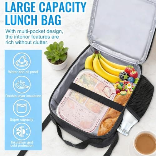 Vexthorion Football Lunch Box Bag, Lunch Bag, Boys Girls 3D Water Ripple Design Footballl Insulated Keychain Kids Reusable Cooler Warm Lunch Box for School Picnic Travel Hiking Camping 2pcs (Blue) — view 4