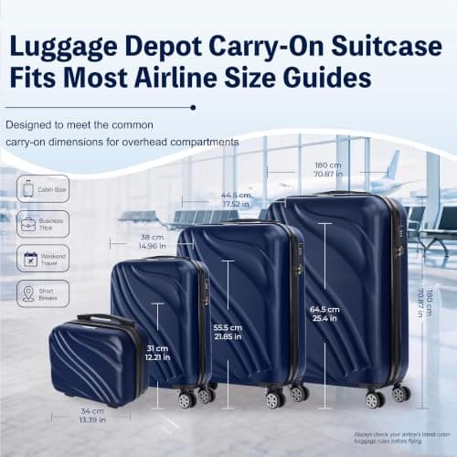 Luggage Depot 4 Piece Luggage Set, TSA Locks, Spinner Wheels, Navy Blue — view 2