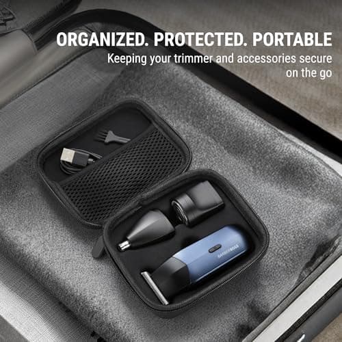BarberBoss 3-in-1 Travel Trimmer Kit for Men, Beard & Hair Trimmer, Nose & Ear Trimmer, Mini Shaver, Men’s Electric Shaver, Dual-Speed Control, Male Electric Grooming Set, QR-2212 — view 3