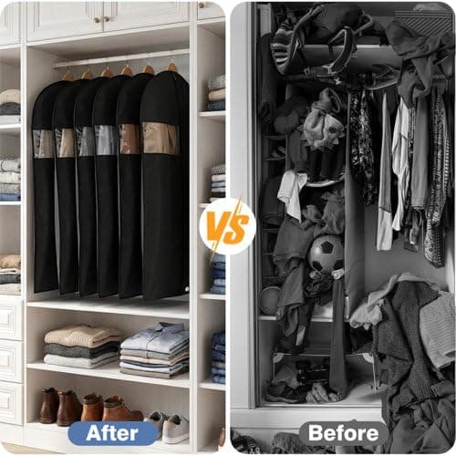 4 Pack Hanging Garment Bags，Full Length Dress Bag with Zipper，Dust-proof Clothes Covers Protector Bags Suit Bag Convenient for Travel Suitable for Wedding Dresses, Shirts, and Jackets (60cm X 140cm) — view 6