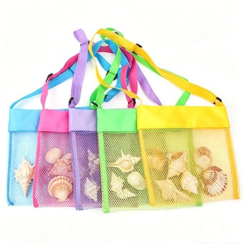 SIYOPINPFY Colorful Mesh Beach Bags, 5 PC Set
