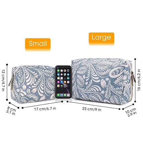 Blue Leaf Small Cute Cosmetic Bag - Mini Makeup Pouch for Handbag & Travel — view 2