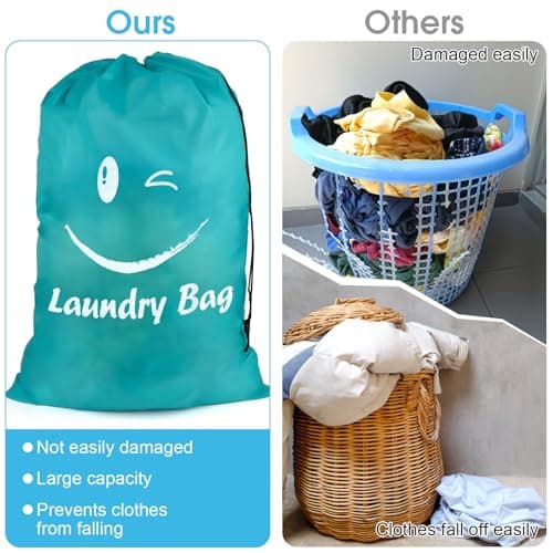 2 PCS Travel Laundry Bags, 24" x 36" Portable Large Laundry Bag (Grey,Blue) — view 4
