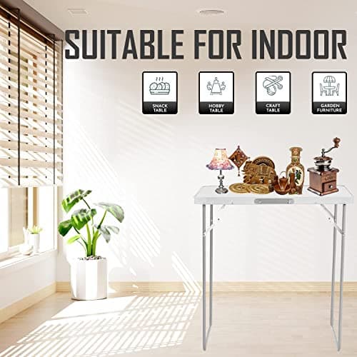 SA Products Utility - Portable Foldable Table for Camping, Party & Picnic - Lightweight Small Folding Sturdy Outdoor Patio Furniture with Aluminium Frame - 2.3 Feet — view 6