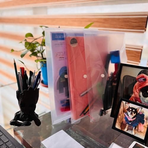 Sixstore 10 Pack A4 Clear Plastic Stud Document Wallets Files Folders Filing — view 6