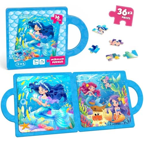 Magnetic Puzzle for Kids 3-8 – Mermaid Travel Puzzle with Carry Handle