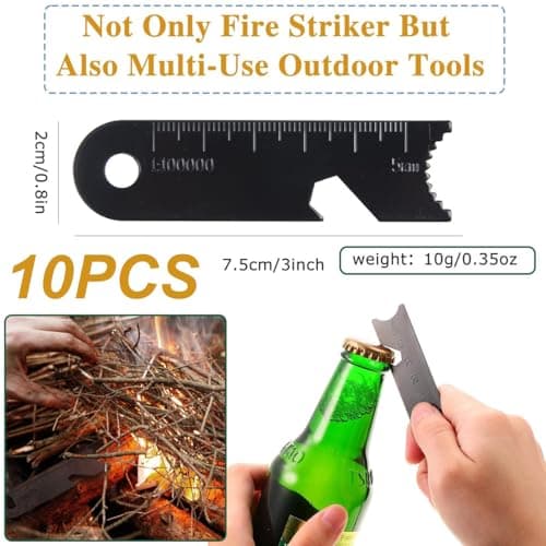 10PCS Survival Flint Scrapers Multi Tool with Bottle Opener Fire Starter Ruler Map Scale Emergency for Camping Hiking Outdoor Adventures — view 2