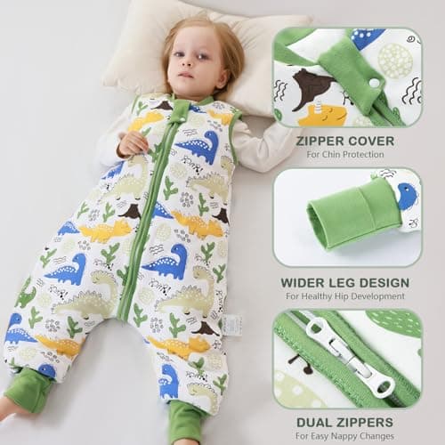 MIKAFEN 2.5 Tog Sleeveless Toddler Sleeping Bag with Feet, 90cm/ 3-4 Years — view 4