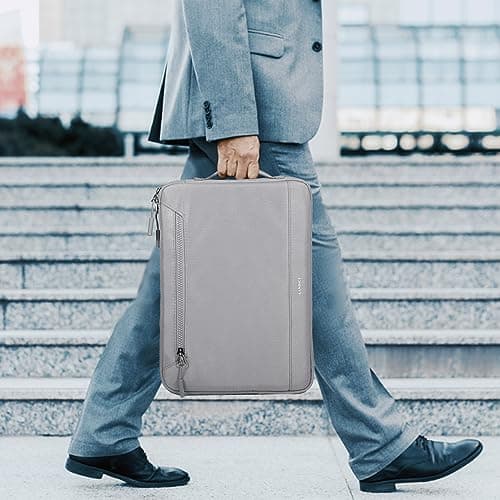 LANDICI 360°Protective Laptop Sleeve Case 15.6 16 Inch for MacBook Pro M3/M4 16, 15.6” HP Acer Lenovo Dell Asus Laptop, Waterproof Slim Computer Bag Cover with Handle, Gray — view 6