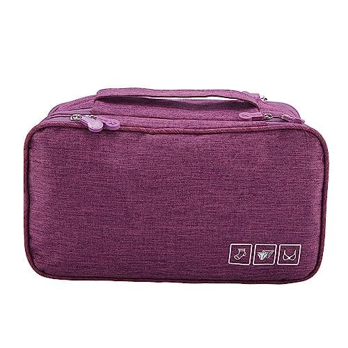 HEEPDD Storage Bag Portable Travel Storage Organizer, Polyester, Large Capacity for Bra, Underwear, Socks, 28x16x12.5cm, Black Grey Purple Navy Supplies (Purple)