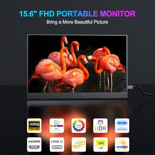 COOLHOOD Portable Monitor, 15.6 inch 1080P FHD IPS Second External Monitor with USB-C Mini HDMI Port, Second Screen Compatible with PC, Laptop, MacBook, Gaming Device — view 2