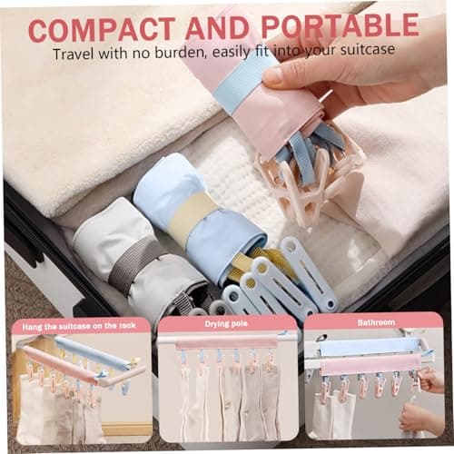 Hbbgdiy 3 Pack Travel Hangers Portable Foldable Hangers with 6 Clips for Swimsuits Towel Socks Underwear Space Saving Drying Rack for Hotels Camping Vacation Lightweight Compact Travel Essentials — view 5