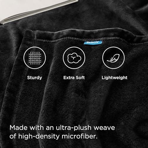 Bedsure Fleece Throw Blanket for Bed - Flannel Fleece, Black, 150x200 cm — view 3