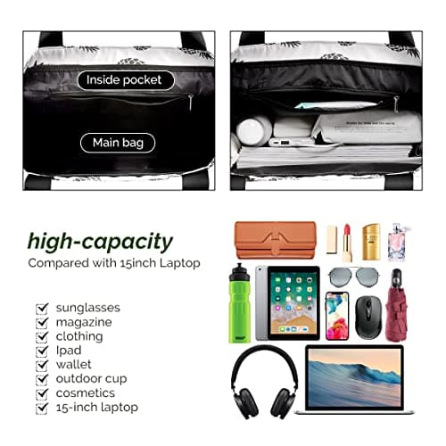 HOMESPON Large Waterproof Beach Tote Bag with Zip and Pockets for Women (Pineapple) — view 4