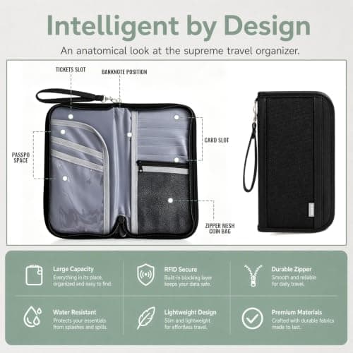 KIPTVO RFID Blocking Passport Holder Travel Wallet Document Organiser — view 4