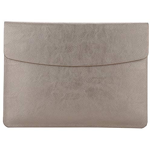 Laptop Sleeve Bag, PU Leather Protective Notebook Case Cover,Gold,11 Inch Plus