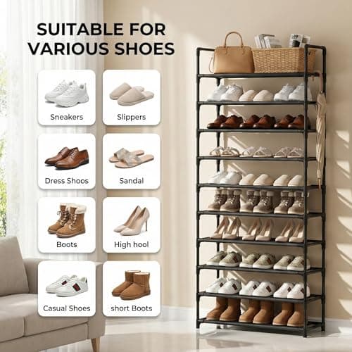 SPUSEN Shoe Rack, 10 Tier Shoe Storage Organizer,175 * 56 * 30cm,XL — view 4