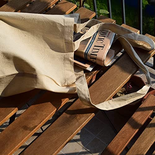 Cotton Tote Bags, Bulk Shopping Bag Cotton Bags, Multipack, 100% Cotton Canvas, Reusable Grocery Cloth Bag, Extra Strong Long Handle Double Stitched Ideal for Printing 5 10 20 pack (10, Natural) — view 5