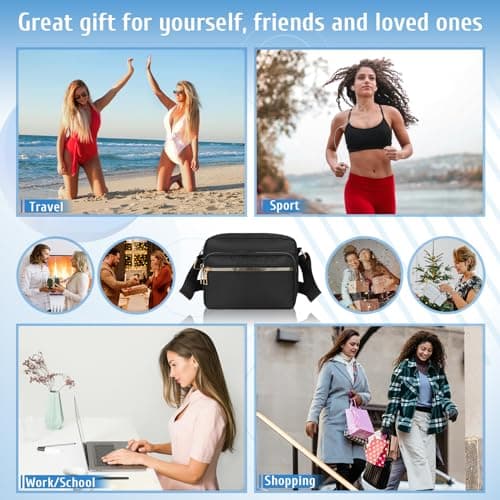 GAOHUI Cross Body Bag Women with Adjustable Strap, Multi-Pocket Nylon Waterproof Shoulder Bag Black Handbag Anti Theft Ladies Bags for Women Girl Travel Daily Use — view 3